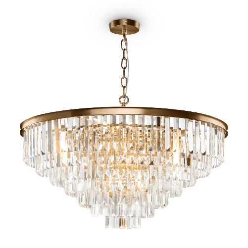 Lampadario-Contemporaneo-Revero-Metallo-Ottone-16-Luci-Diffusori-Vetro