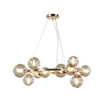 Maytoni Lampadario Contemporaneo Dallas Metallo Oro 11 Luci Diffusori Vetro Cognac