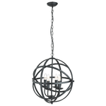 Lampadario Industrial-Nordico Orbita Acciaio Nero 4 Luci E14