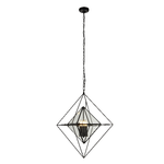 Lampadario Contemporaneo Diamante Acciaio Nero Trasparente 3 Luci E14