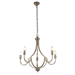 Lampadario Industrial-Nordico Loggia Acciaio Argento 5 Luci E14