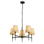 Lampadario Industrial-Nordico Gotico Acciaio Nero Tessuto 5 Luci E14