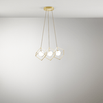 Lampadario A Sospensione Contemporaneo Cube Metallo Oro 3 Luci G9