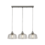 Lampadario Contemporaneo Odéon Acciaio Grigio Trasparente 3 Luci E27