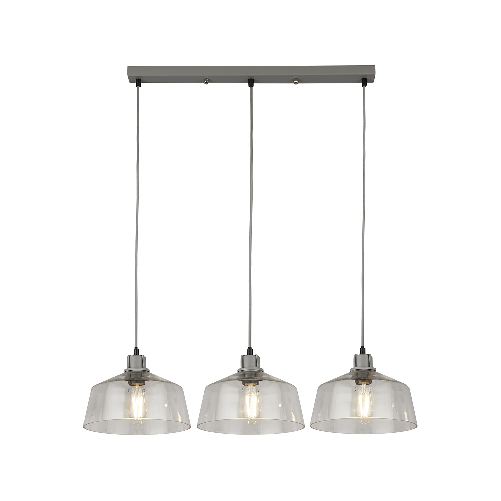 Lampadario Contemporaneo OdÃ©on Acciaio Grigio Trasparente 3 Luci E27