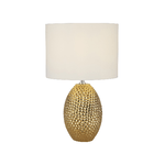 Lampada Scrivania Contemporanea Nadine Porcellana Oro Tessuto Bianco 1 Luce E27