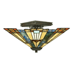 Lampadario Tiffany Inglenook Metallo Bronzo Valiant 2 Luci E27