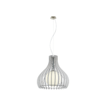 Eglo Lampadario Industrial Tindori 1 Luce Acciaio Grigio Opaco Diffusore Bianco