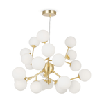 Lampadario Contemporaneo Dallas Metallo Oro 24 Luci Diffusori Bianco Opaco