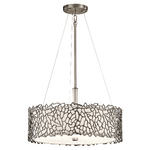 Lampadario Contemporaneo Silver Coral Metallo Peltro Classico Vetro 3 Luci E27