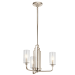 Lampadario Contemporaneo Kimrose Acciaio Nichel Lucido Vetro 3 Luci E14