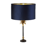 Lampada Da Scrivania Palma Metallo Nichel Velluto Blu 1 Luce E27