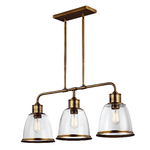 Lampadario Contemporaneo Hobson Acciaio Ottone Antico 3 Luci E27