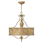 Lampadario Contemporaneo Carabel Acciaio Beige Champagne Vetro 3 Luci E27