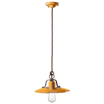 Lampadario Vintage Country Ferro E Ceramica Giallo 1 Luce E27 30Cm