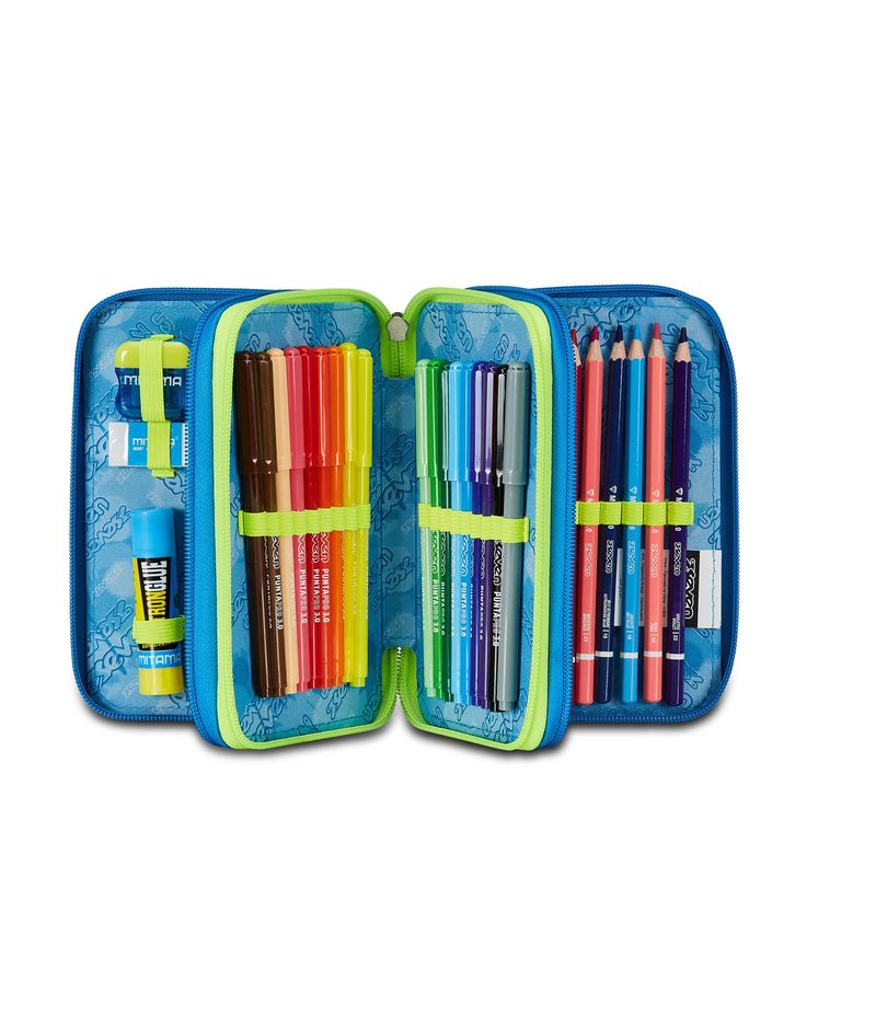 Seven-Astuccio-Scuola-3-Zip-Blu-Multi-Shade-Boy