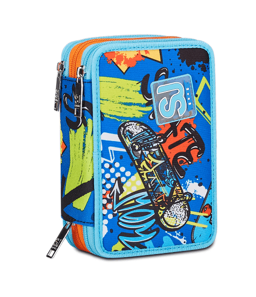 Seven-SJ-Gang-Astuccio-Scuola-3-Zip-Blu-TrickyLed