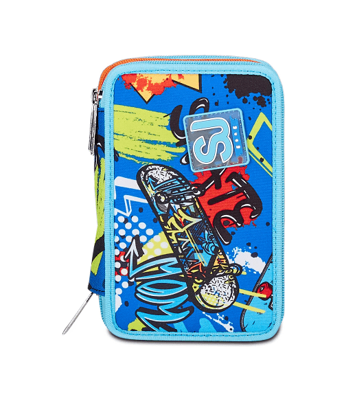 Seven-SJ-Gang-Astuccio-Scuola-3-Zip-Blu-TrickyLed