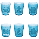 Set 6 bicchieri acqua 315 ml in vetro, decoro marino, Under Sea