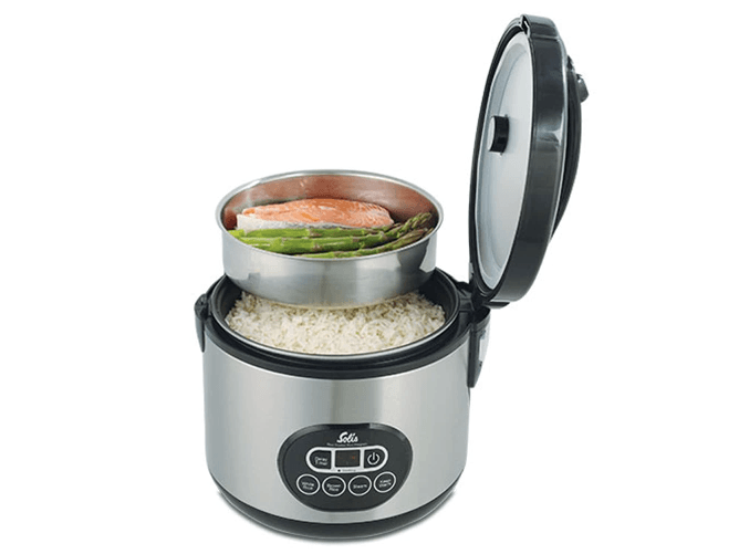 Solis-Rice-Cooker-Duo-Programm-817-500W-Display-Led-Nero-Argento