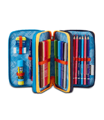 Seven-Astuccio-Scuola-3-Zip-Blu-Arancione-Retrocolor