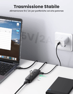 Ugreen-Usb-3.0-4-Porte-Hub-1mt-Nero