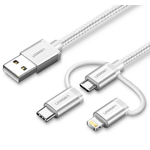 Ugreen 50203 cavo USB USB 2.0 1,5 m USB A USB C/micro-USB B/Lightning Bianco