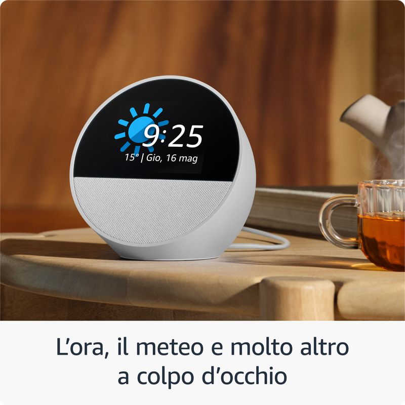 Amazon-Nuovo-Echo-Spot--modello-2024--|-Sveglia-intelligente-con-suono-di-qualita-e-Alexa-|-Nero