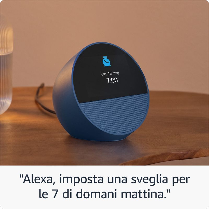 Amazon-Nuovo-Echo-Spot--modello-2024--|-Sveglia-intelligente-con-suono-di-qualita-e-Alexa-|-Nero