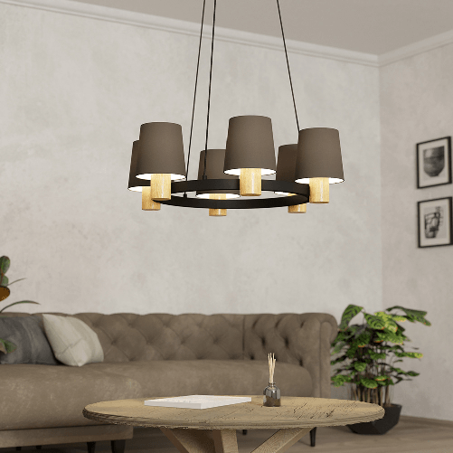 Lampadario-Moderno-Edale-Piccolo-6-Luci-Metallo-Nero-E-Marrone