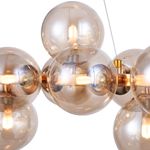 Lampadario-Contemporaneo-Dallas-Metallo-Oro-25-Luci-Diffusori-Vetro-Ambra