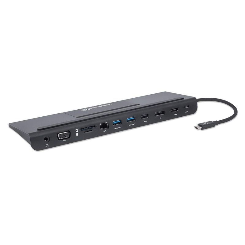 Manhattan-153478-replicatore-di-porte-e-docking-station-per-notebook-Cablato-USB-3.2-Gen-1--3.1-Gen-1--Type-C-Nero