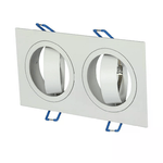 V-TAC Portafaretto LED Doppio da Incasso Rettangolare 2*GU10 e GU5.3 (MR16) Corpo in Alluminio Bianco Orientabile