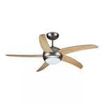 V-TAC Ventilatore LED da Soffitto 2*E27 con Motore a Corrente Alternata da 60W con Telecomando 5 pale (Mdf Chiare)