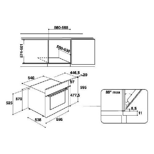 Hotpoint-3AF-534-H-IX-HA-71-L-5800-W-A-Acciaio-inossidabile