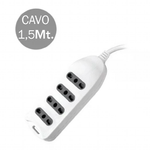 V-TAC Multipresa con Cavo 15m 4 Prese 10/16A 2P+T Bipasso con Attacco a Parete con Spina 16A 2P+T Colore Bianco