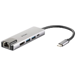 D-Link DUB-M520 Hub USB di Tipo C, 5 in 1, Adattatore USB C con HDMI 4K e 1080p, 2 Porte USB 3.0-USB 2.0