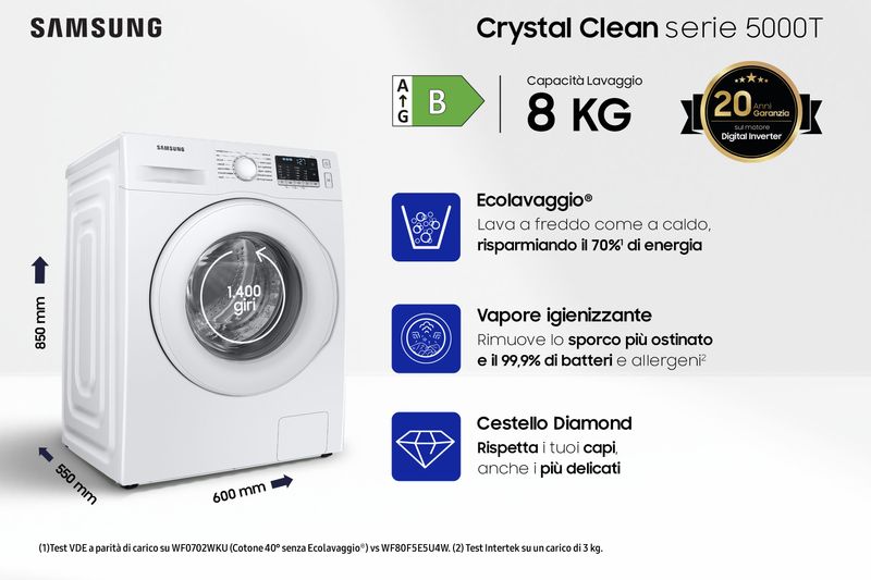 Samsung-Lavatrice-Crystal-Clean™-8-Kg-WW80TA046TT-ET