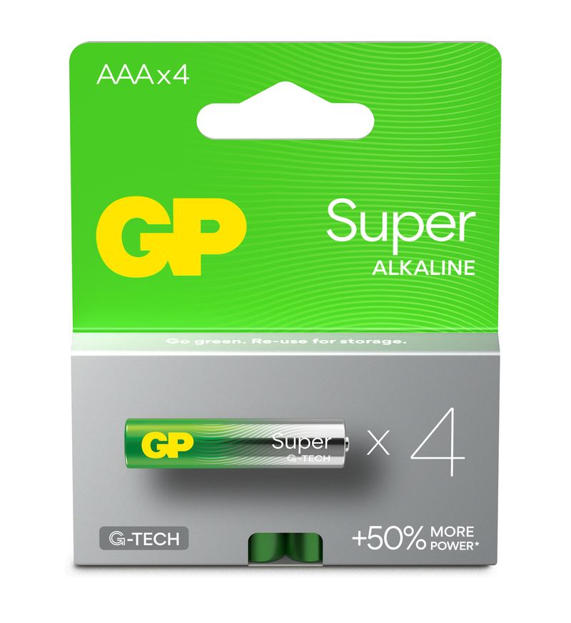 GP-Battery-Batteria-Super-Alcalina-15V-Mini-Stilo-AAA---24A-2U4---LR03--Confezione-4-Pezzi-