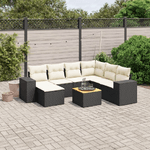 vidaXL Set Divani da Giardino con Cuscini 8 pz Nero in Polyrattan