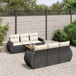 vidaXL Set Divani da Giardino con Cuscini 7pz Nero Polyrattan