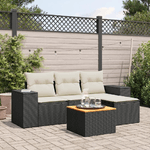 vidaXL Set Divani da Giardino 5 pz con Cuscini in Polyrattan Nero