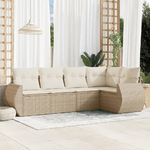 vidaXL Set Divano da Giardino 5 pz con Cuscini Beige in Polyrattan