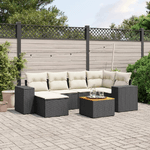 vidaXL Set Divani da Giardino con Cuscini 7pz Nero Polyrattan