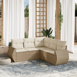 vidaXL Set Divano da Giardino 5 pz con Cuscini Beige in Polyrattan