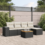 vidaXL Set Divano da Giardino 6 pz con Cuscini Nero in Polyrattan