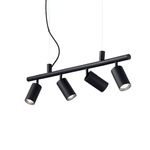 Lampadario Moderna Dynamite Metallo Nero 4 Luci Gu10 7W 3000K Luce Calda