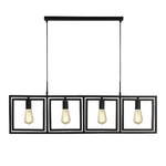 Lampadario Contemporaneo Plaza Acciaio Nero 4 Luci E27