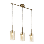 Lampadario Contemporaneo Duetto 3 Acciaio Ottone Vetro 3 Luci E14