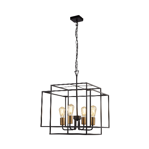 Sospensione Industrial-Nordico Crate Acciaio Nero Bronzo 1 Luce E27